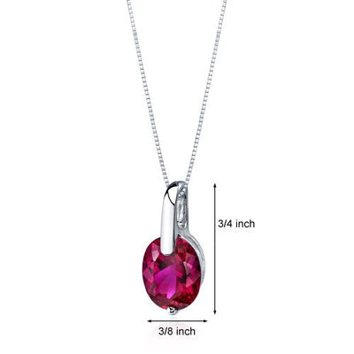 Ruby Pendant Necklace Sterling Silver Oval Shape 3.25 Carats SP9596