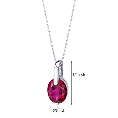 Ruby Pendant Necklace Sterling Silver Oval Shape 3.25 Carats SP9596