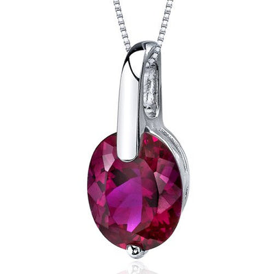 Ruby Pendant Necklace Sterling Silver Oval Shape 3.25 Carats SP9596