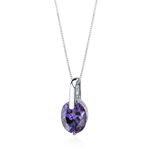 Alexandrite Pendant Necklace Sterling Silver Oval 3.5 Carats