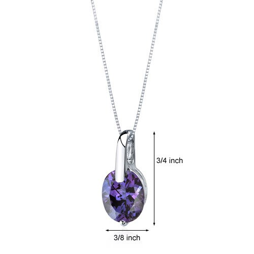 Alexandrite Pendant Necklace Sterling Silver Oval 3.5 Carats