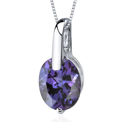 Alexandrite Pendant Necklace Sterling Silver Oval 3.5 Carats