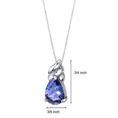 Alexandrite Pendant Necklace Sterling Silver Pear 3.75 Carats