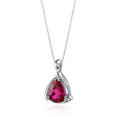 Ruby Pendant Sterling Silver Pear Shape 2.5 Carats