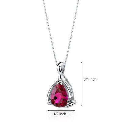 Ruby Pendant Sterling Silver Pear Shape 2.5 Carats