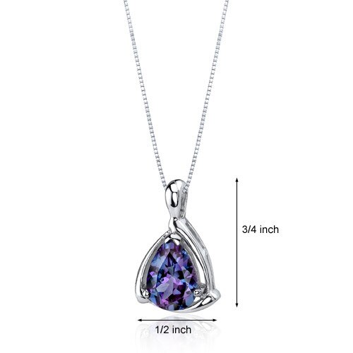 Alexandrite Pendant Necklace Sterling Silver Pear 2.5 Carats