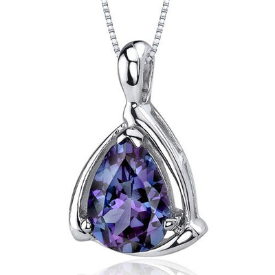 Alexandrite Pendant Necklace Sterling Silver Pear 2.5 Carats