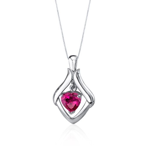 Ruby Pendant Necklace Sterling Silver Heart Shape 3.5 Carats