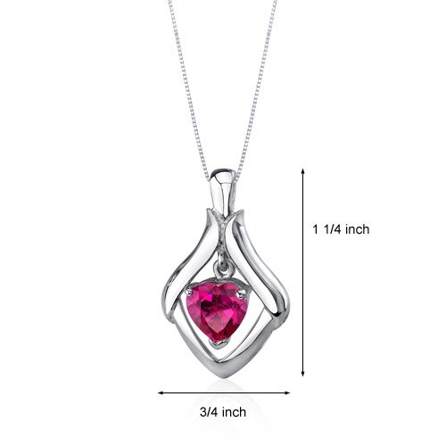 Ruby Pendant Necklace Sterling Silver Heart Shape 3.5 Carats