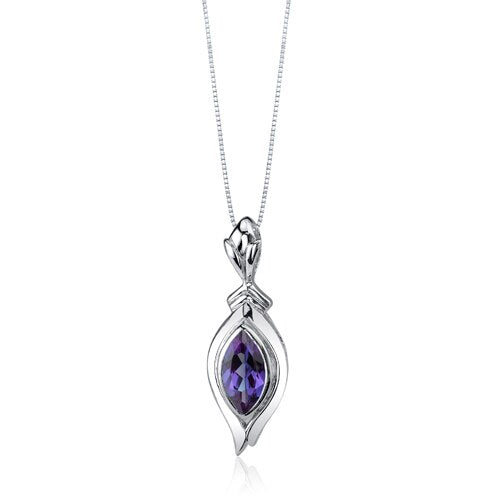 Alexandrite Pendant Necklace Sterling Silver Marquise 1.25 Cts