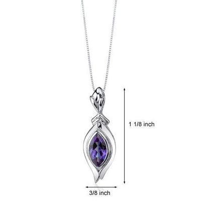 Alexandrite Pendant Necklace Sterling Silver Marquise 1.25 Cts