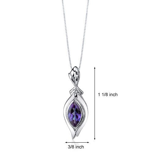 Alexandrite Pendant Necklace Sterling Silver Marquise 1.25 Cts