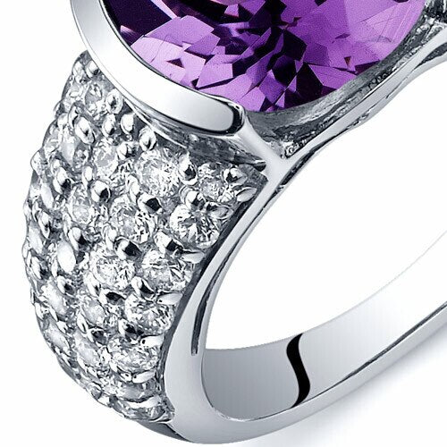 Amethyst Ring Sterling Silver Round Shape 3.25 Carats