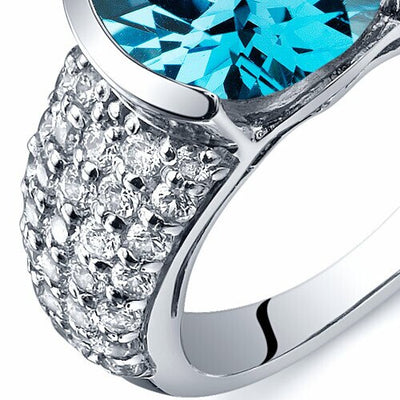 Swiss Blue Topaz Ring Sterling Silver Round Shape 4 Carats