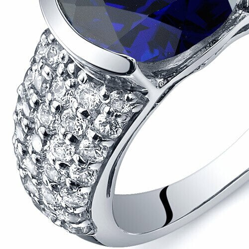 Blue Sapphire Ring Sterling Silver Round Shape 5.25 Carats