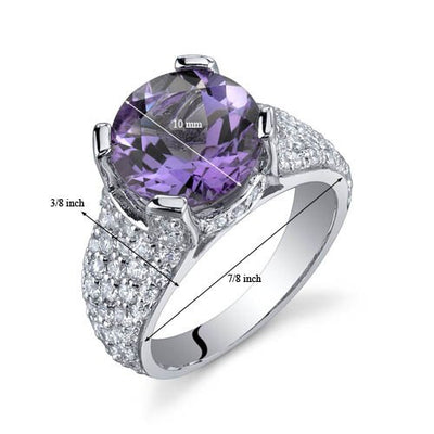 Amethyst Ring Sterling Silver Round Shape 3.25 Carats