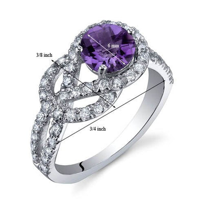 Amethyst Ring Sterling Silver Round Shape 0.75 Carats