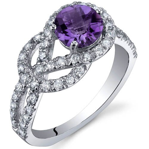 Amethyst Ring Sterling Silver Round Shape 0.75 Carats