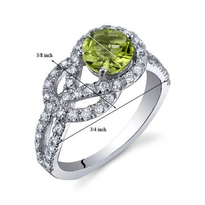 Peridot Ring Sterling Silver Round Shape 0.75 Carats