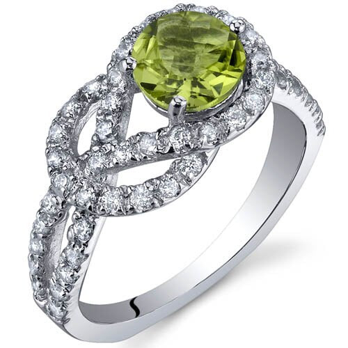 Peridot Ring Sterling Silver Round Shape 0.75 Carats