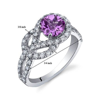 Pink Sapphire Ring Sterling Silver Round Shape 1 Carats