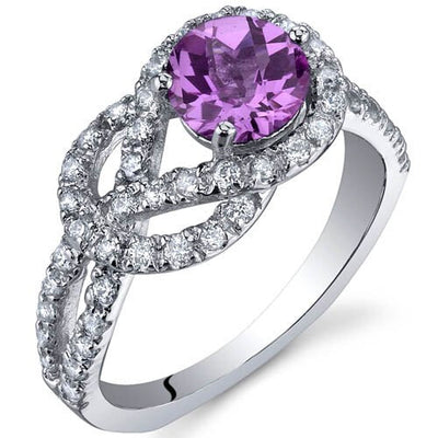 Pink Sapphire Ring Sterling Silver Round Shape 1 Carats