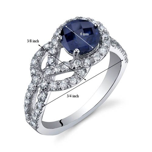 Blue Sapphire Ring Sterling Silver Round Shape 1.25 Carats