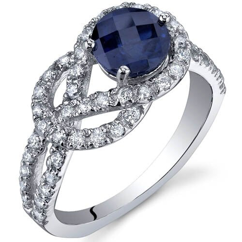 Blue Sapphire Ring Sterling Silver Round Shape 1.25 Carats