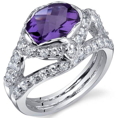 Amethyst Ring Sterling Silver Oval Shape 1.5 Carats