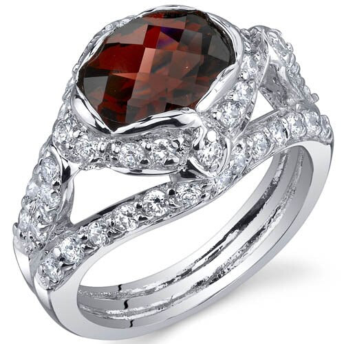 Garnet Ring Sterling Silver Oval Shape 2.25 Carats