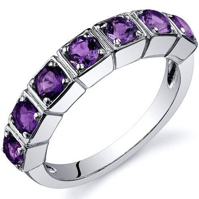 Amethyst Ring Sterling Silver Round Shape 1.75 Carats