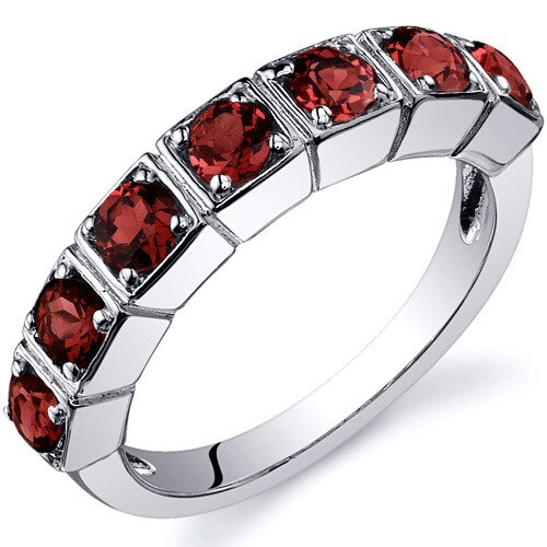 Garnet Ring Sterling Silver Round Shape 1.75 Carats