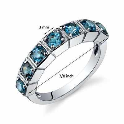 London Blue Topaz Ring Sterling Silver Round Shape 1.75 Carats