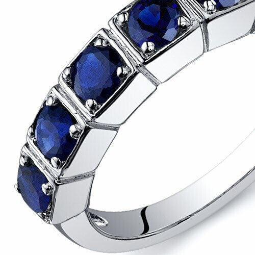 Blue Sapphire Ring Sterling Silver Round Shape 1.75 Carats