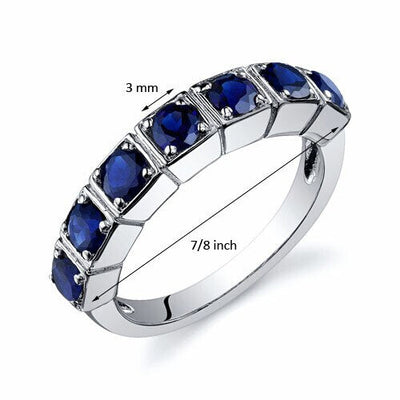 Blue Sapphire Ring Sterling Silver Round Shape 1.75 Carats