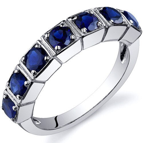 Blue Sapphire Ring Sterling Silver Round Shape 1.75 Carats