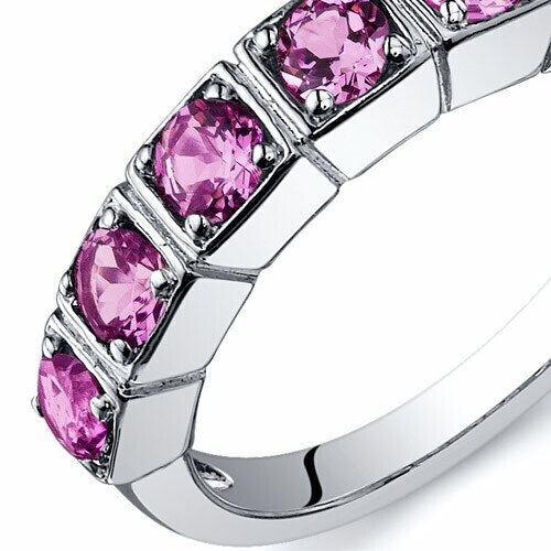 Pink Sapphire Ring Sterling Silver Round Shape 1.75 Carats