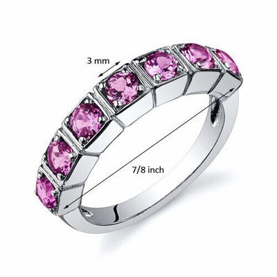 Pink Sapphire Ring Sterling Silver Round Shape 1.75 Carats