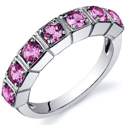 Pink Sapphire Ring Sterling Silver Round Shape 1.75 Carats