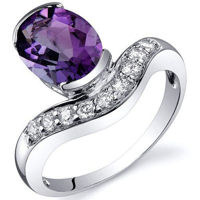 Amethyst Ring Sterling Silver Oval Shape 1.5 Carats