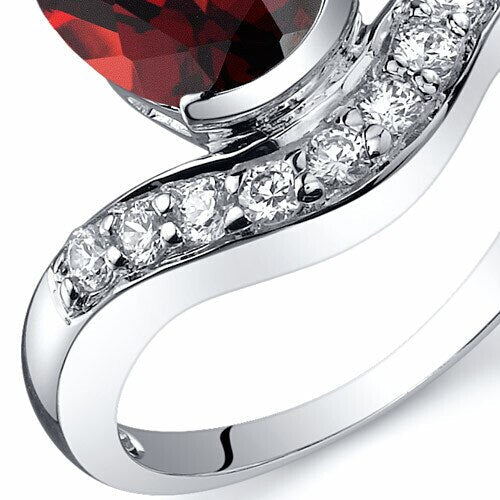 Garnet Ring Sterling Silver Oval Shape 2.25 Carats