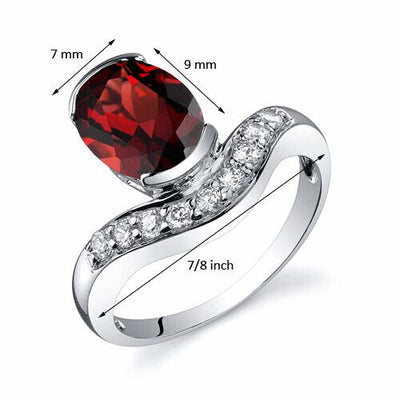 Garnet Ring Sterling Silver Oval Shape 2.25 Carats