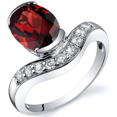 Garnet Ring Sterling Silver Oval Shape 2.25 Carats