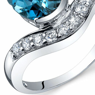 London Blue Topaz Ring Sterling Silver Oval Shape 2 Carats