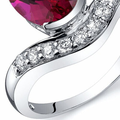 Ruby Ring Sterling Silver Oval Shape 2.5 Carats