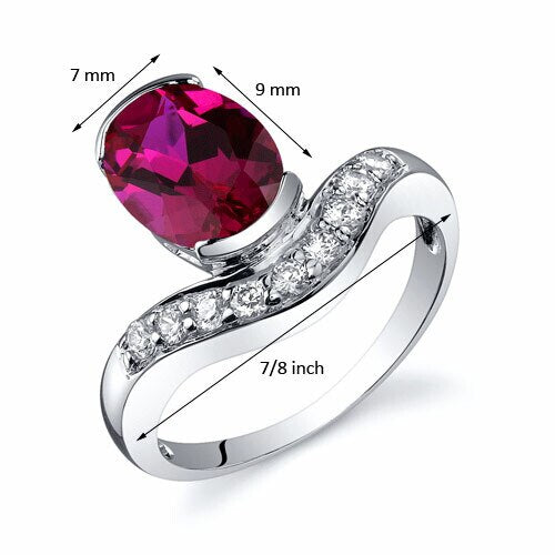 Ruby Ring Sterling Silver Oval Shape 2.5 Carats