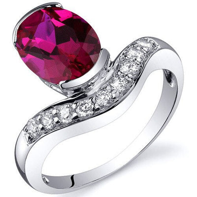 Ruby Ring Sterling Silver Oval Shape 2.5 Carats