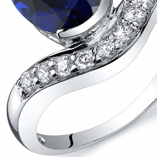 Blue Sapphire Ring Sterling Silver Oval Shape 2.75 Carats