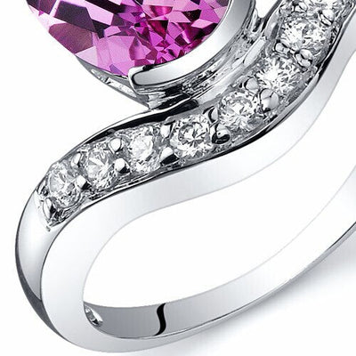 Pink Sapphire Ring Sterling Silver Oval Shape 2.5 Carats