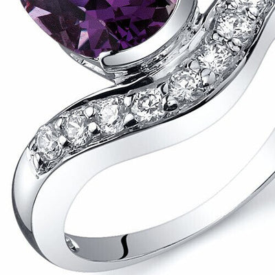 Alexandrite Ring Sterling Silver Oval Shape 2.75 Carats